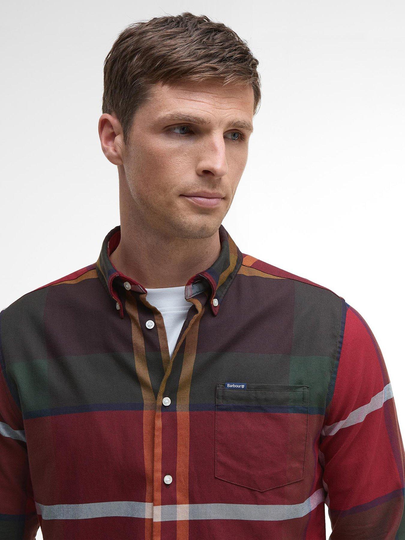  image of barbour-dunoon-long-sleeve-check-tailored-fit-shirt--red