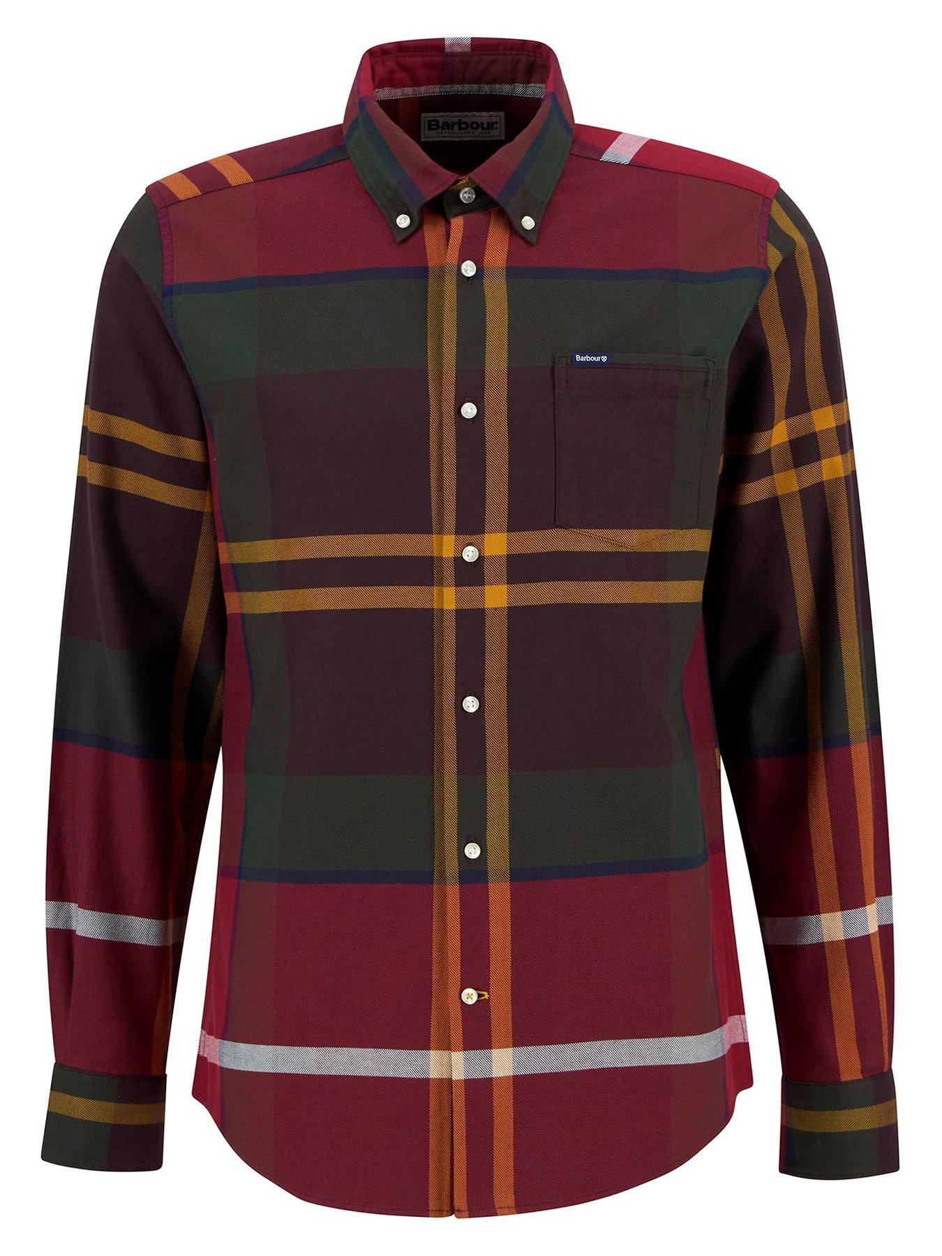  image of barbour-dunoon-long-sleeve-check-tailored-fit-shirt--red