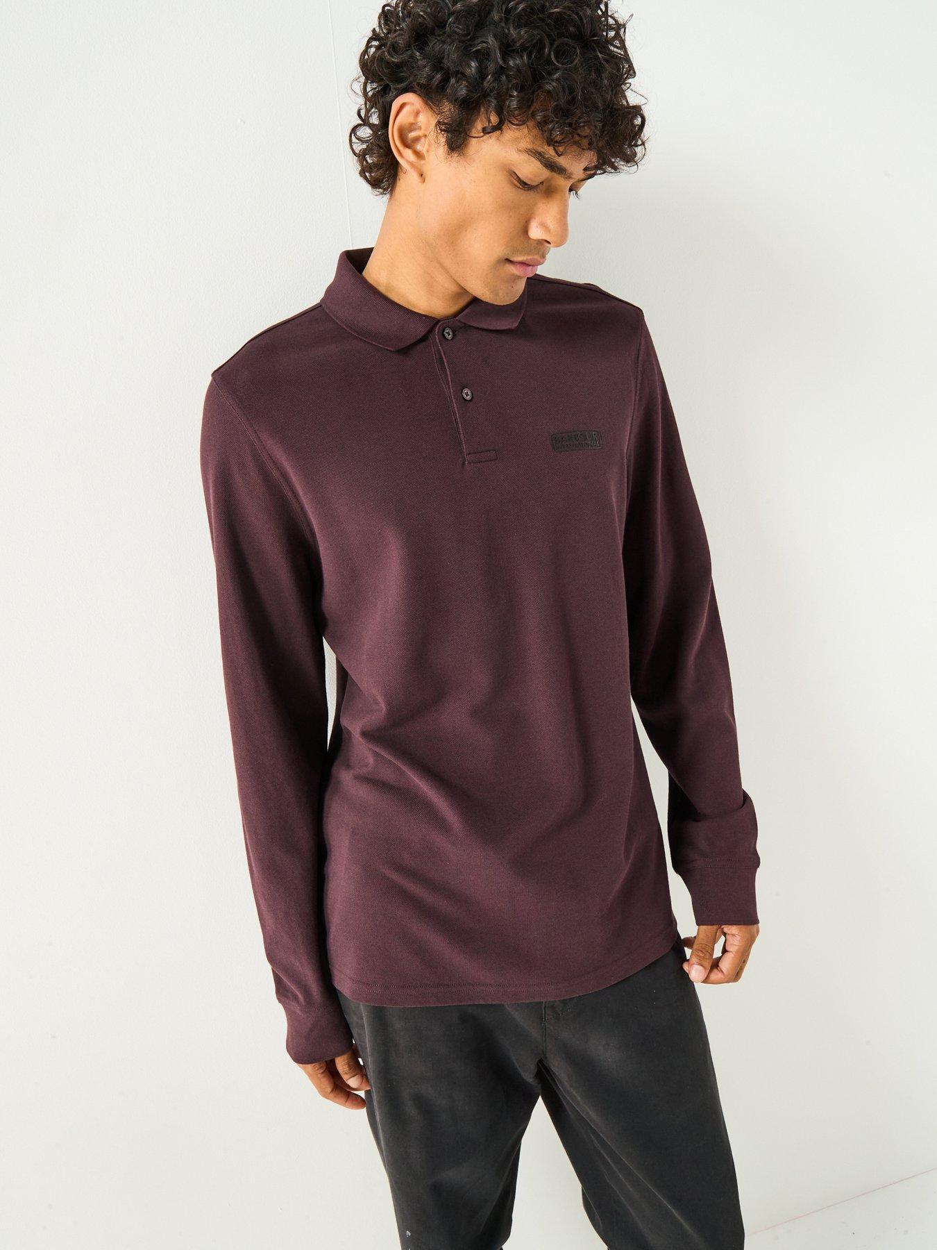 undefined Long Sleeve Knitted Polo Shirt - Dark Red