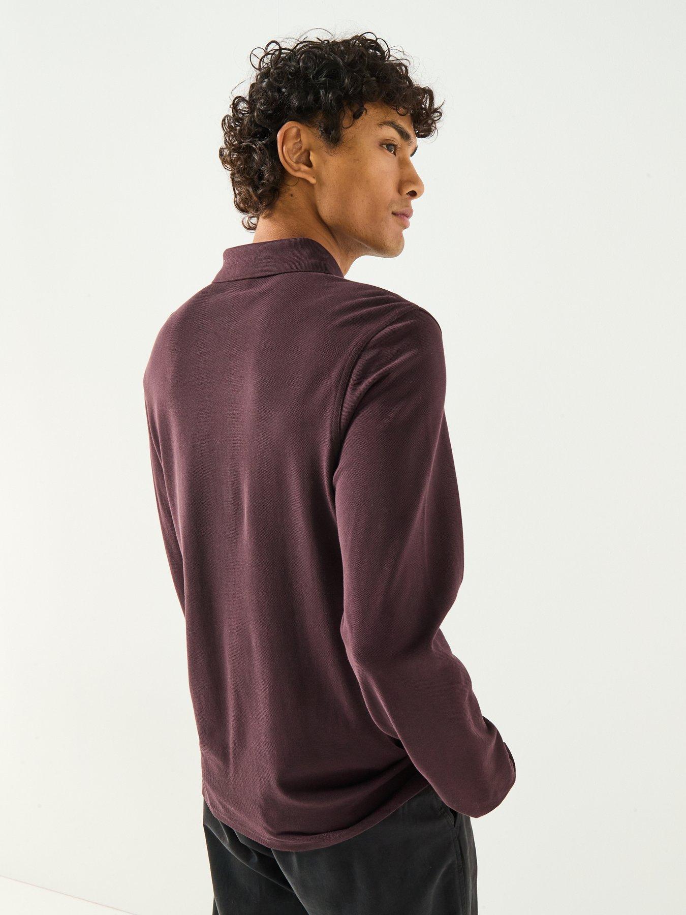 Image 2 of 6 of Barbour International Long Sleeve Knitted Polo Shirt - Dark Red