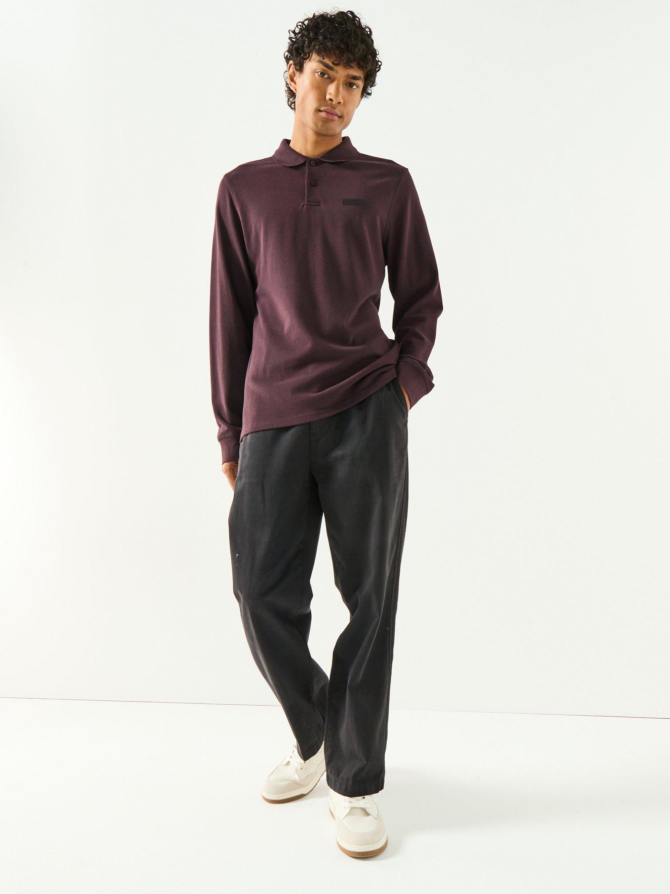 Image 3 of 6 of Barbour International Long Sleeve Knitted Polo Shirt - Dark Red