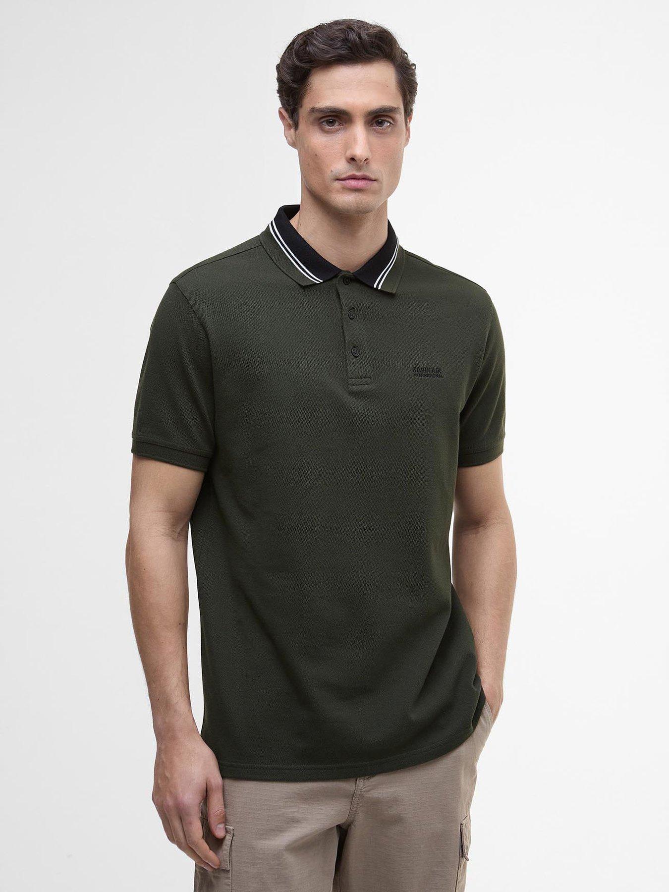 Image 1 of 6 of Barbour International Bruce Tipped Polo Shirt- Dark Green