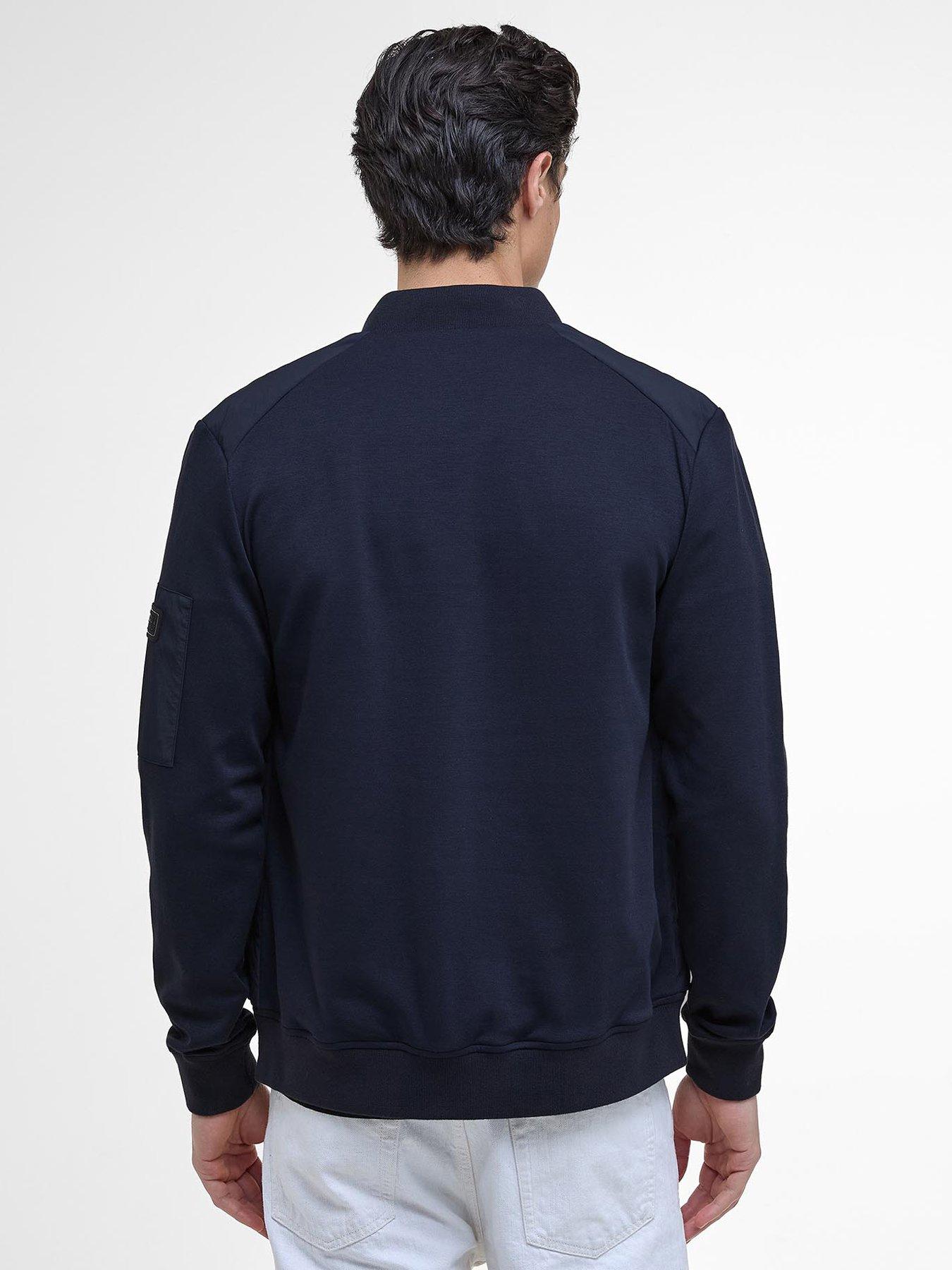  image of barbour-international-holmes-hybrid-knitted-bomber-jacket-navy