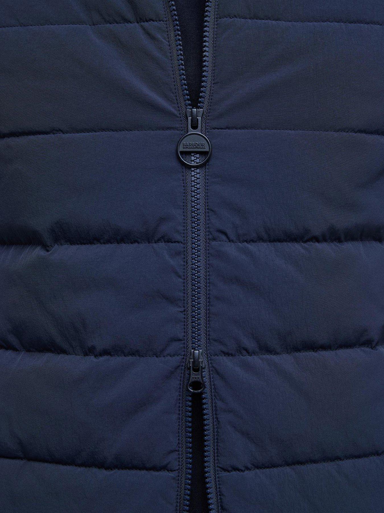  image of barbour-international-holmes-hybrid-knitted-bomber-jacket-navy