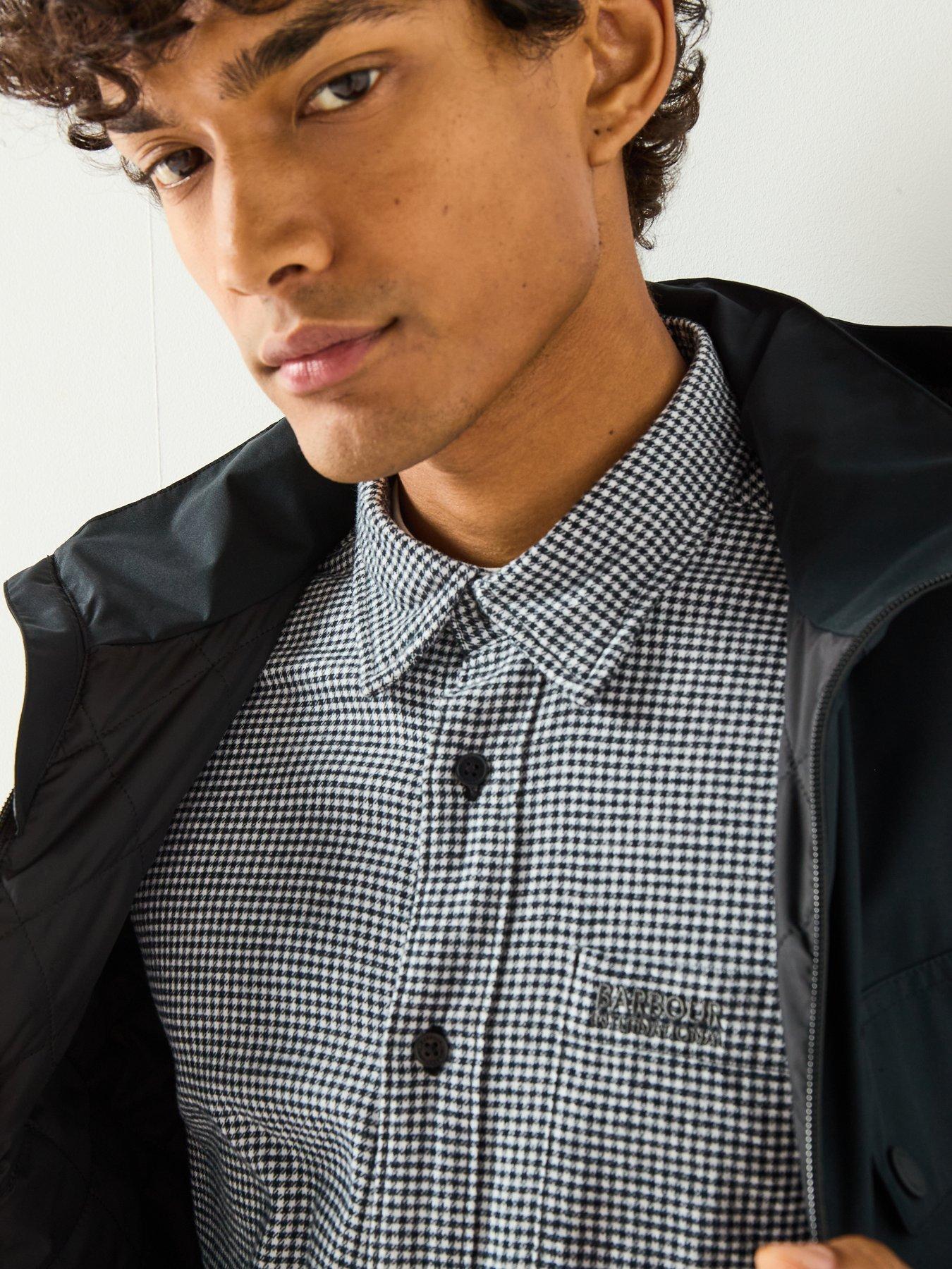  image of barbour-international-watson-houndstooth-shirt-black