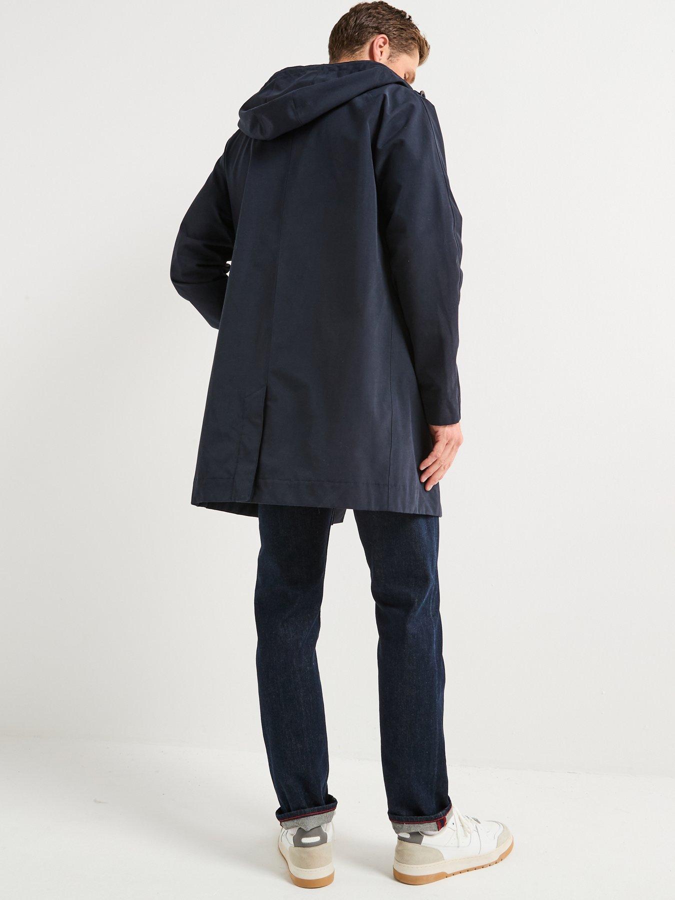  image of barbour-hooded-lorden-waterproof-macintosh-rain-coat-navy