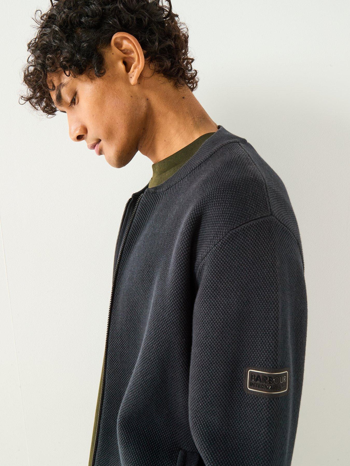 Image 5 of 6 of Barbour International Patrick Bomber Zip Through Knitted Cardigan- Black