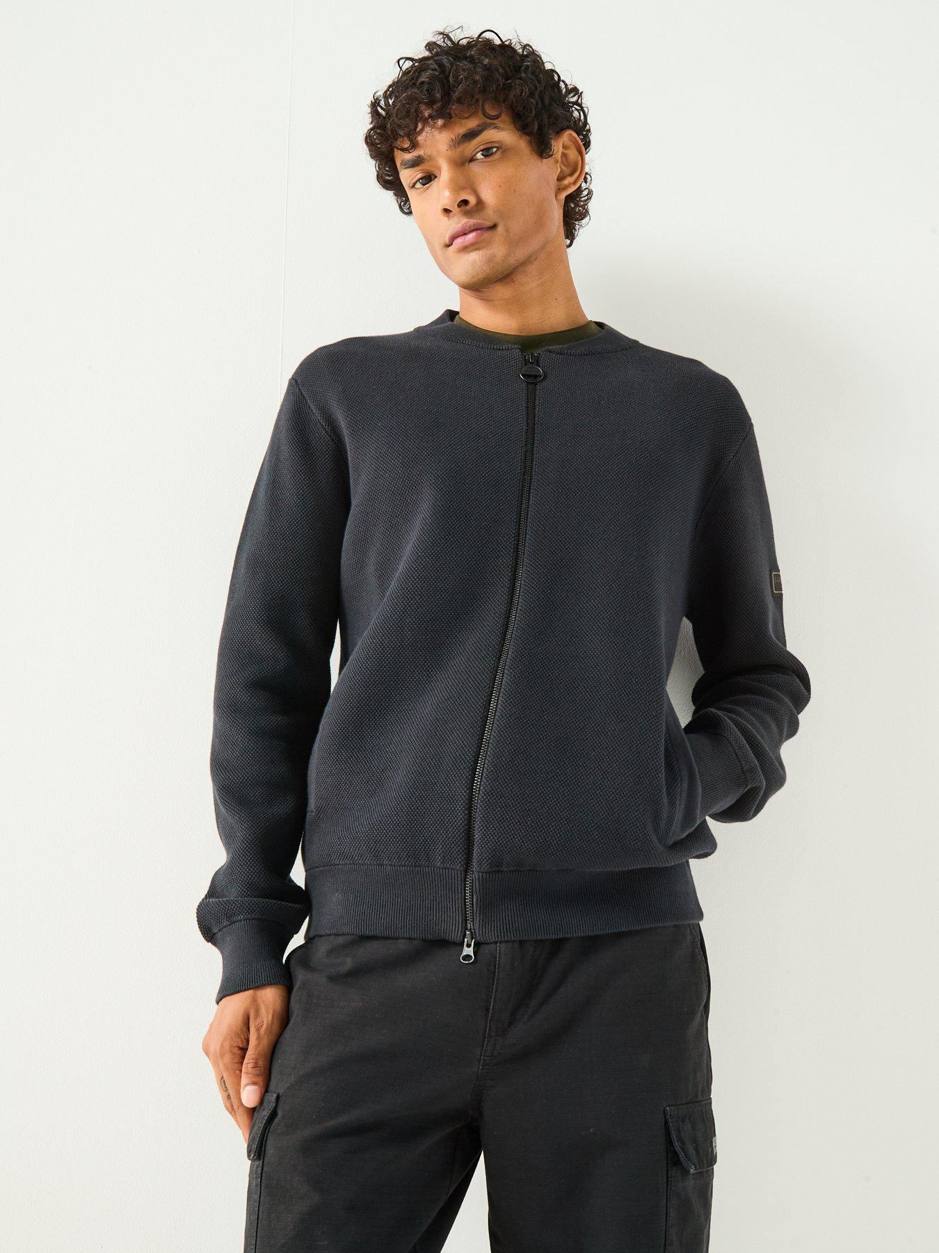 Image 6 of 6 of Barbour International Patrick Bomber Zip Through Knitted Cardigan- Black
