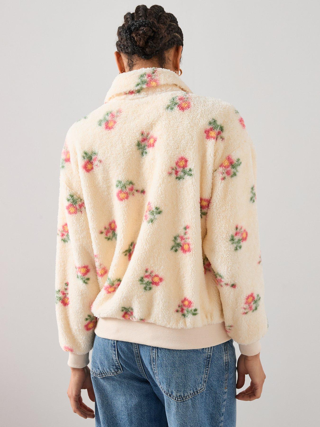Image 2 of 7 of The Very Collection Printed Floral Borg Jacket - Cream
