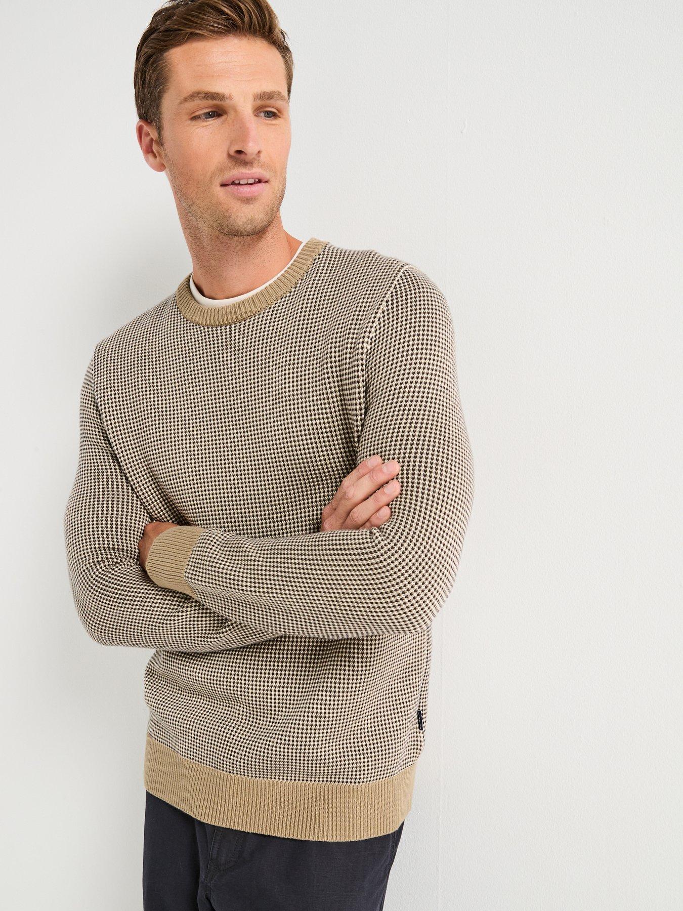 undefined Wells Textured Crew Knitted Jumper- Light Brown