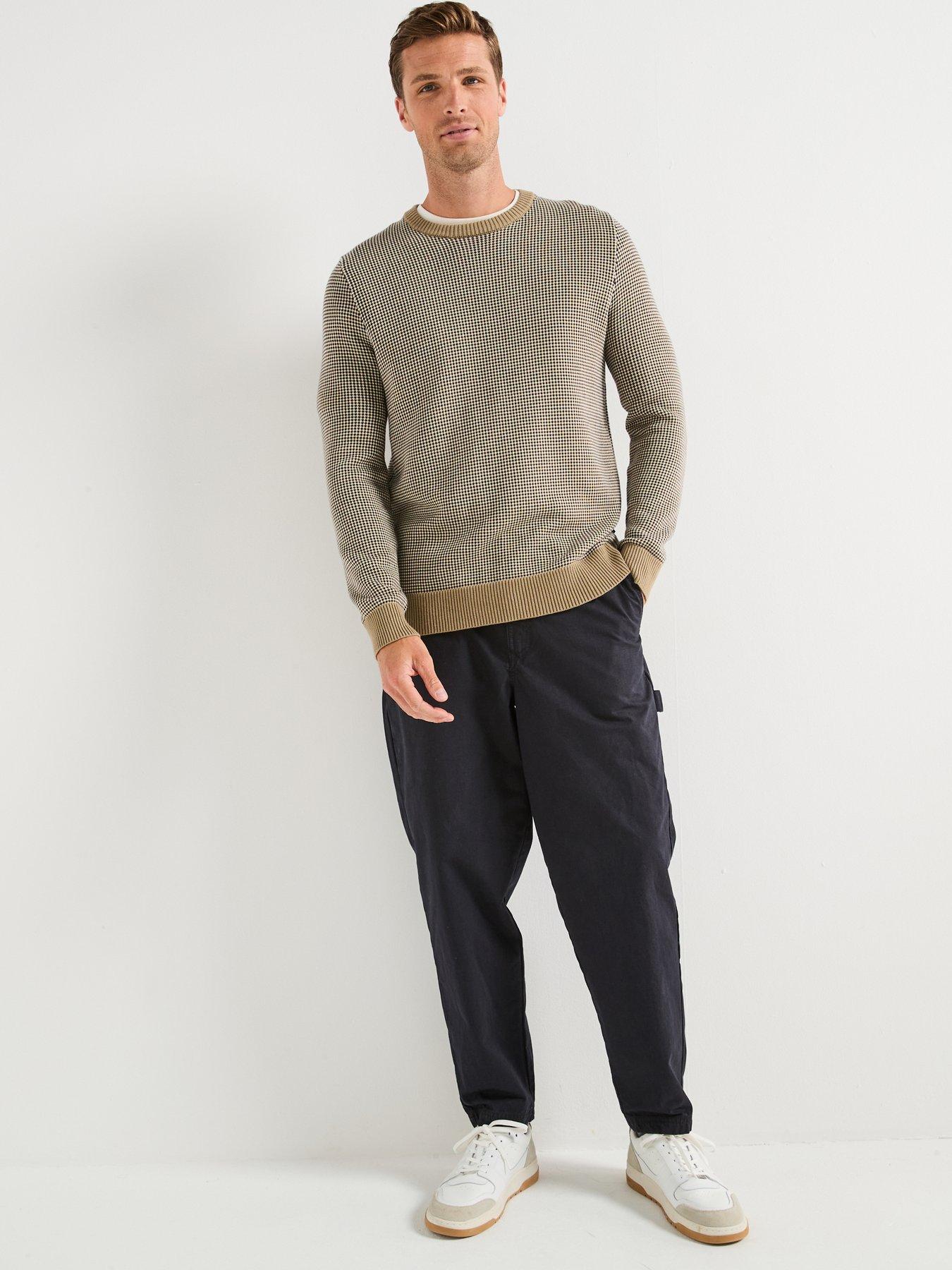  image of barbour-wells-textured-crew-knitted-jumper--light-brown