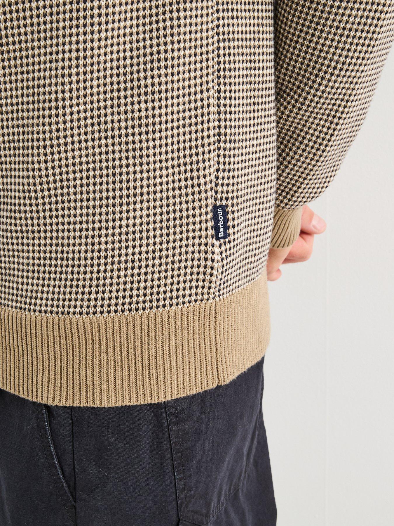  image of barbour-wells-textured-crew-knitted-jumper--light-brown