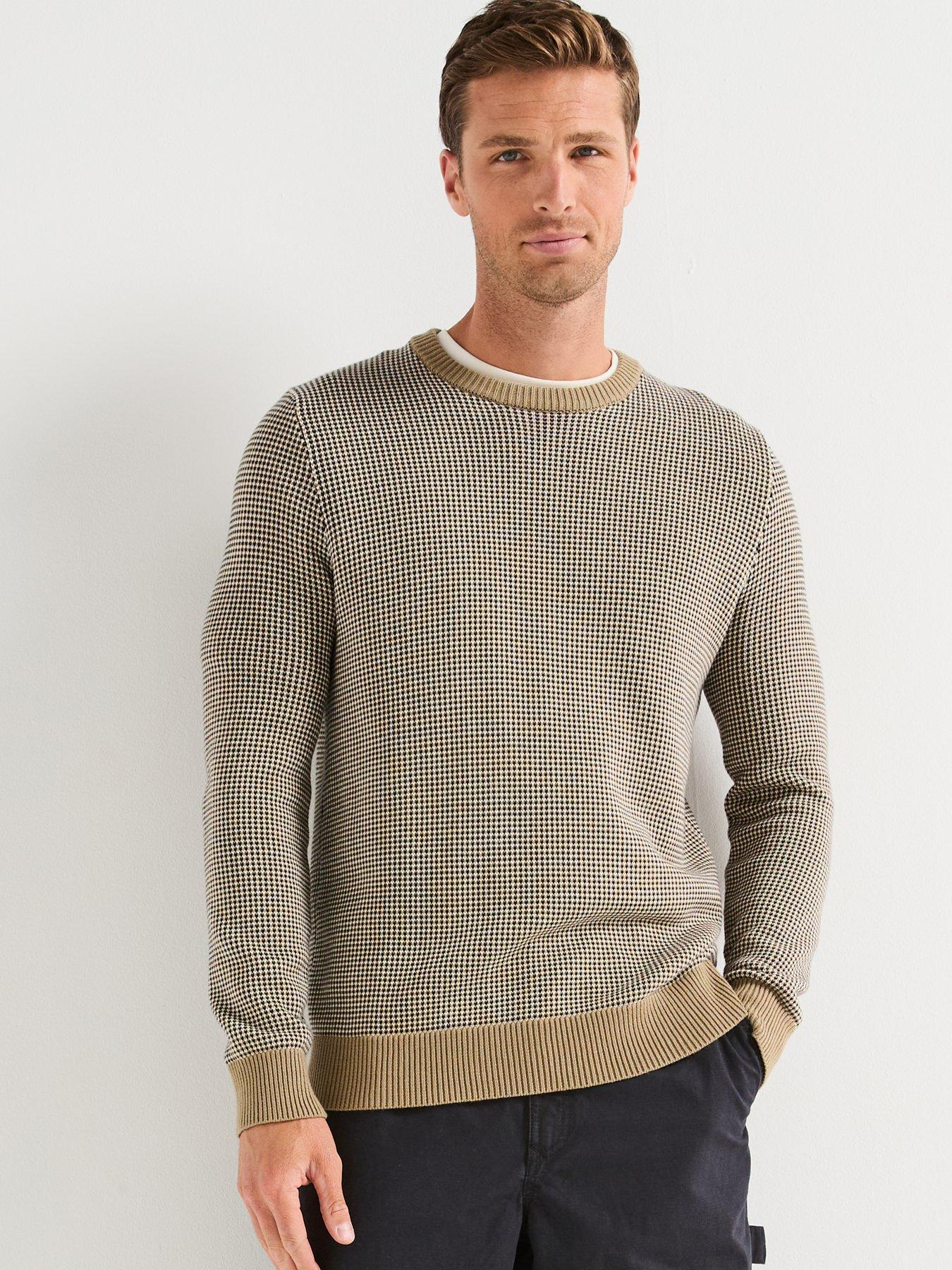  image of barbour-wells-textured-crew-knitted-jumper--light-brown