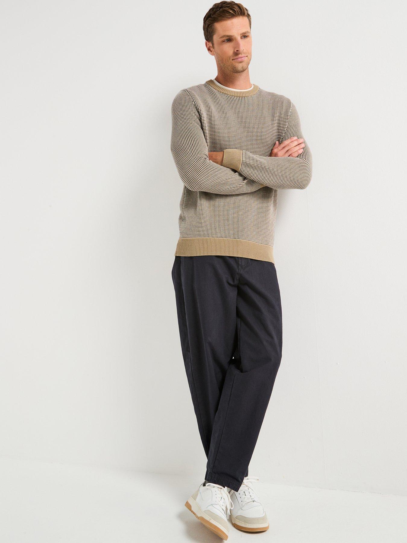  image of barbour-wells-textured-crew-knitted-jumper--light-brown