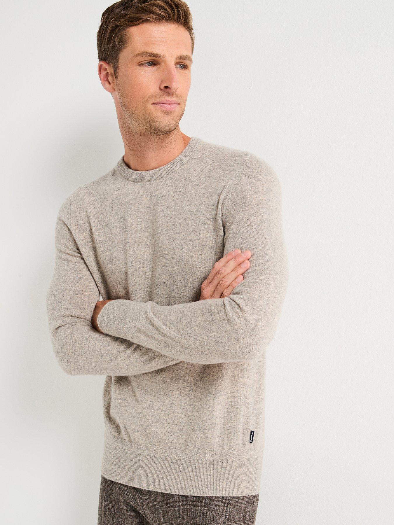 front image of barbour-waterbury-cashmere-blend-crew-knitted-jumper--grey