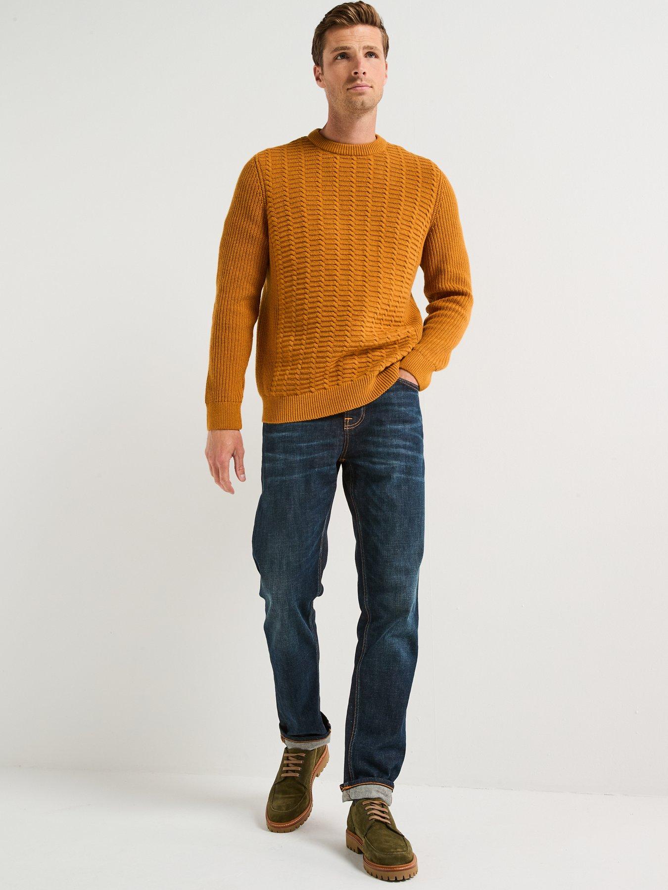  image of barbour-cleveland-textured-crew-knitted-jumper-dark-orange