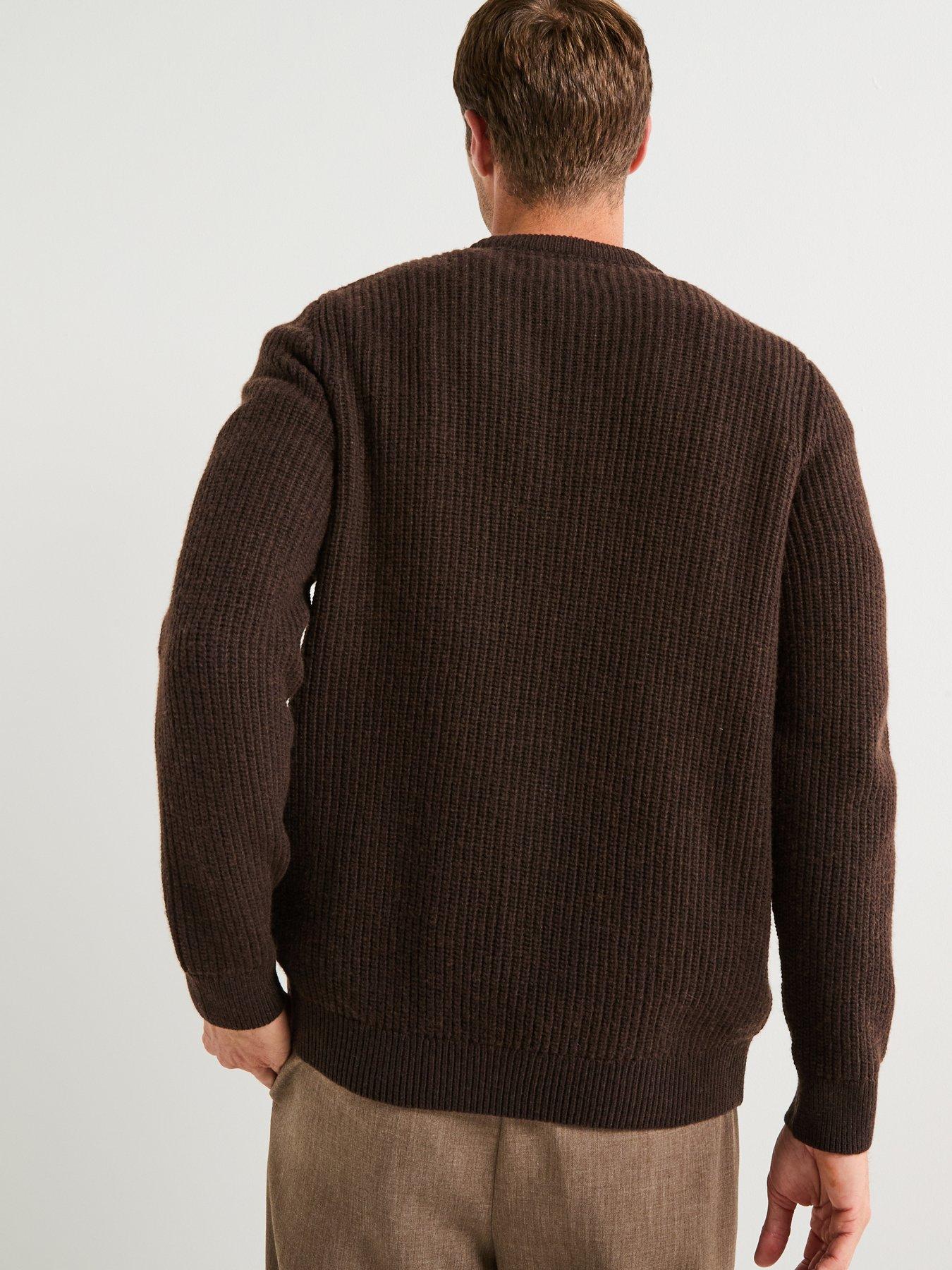  image of barbour-cleveland-textured-crew-knitted-jumper-brown