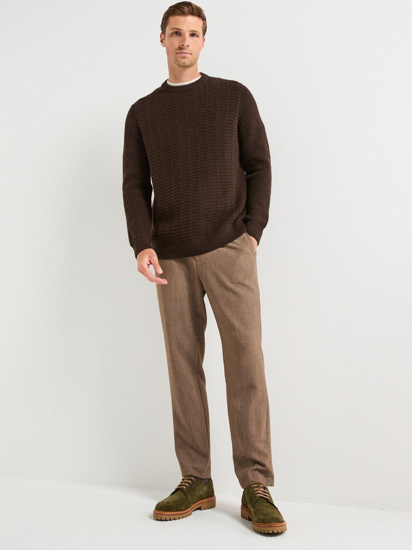  image of barbour-cleveland-textured-crew-knitted-jumper-brown