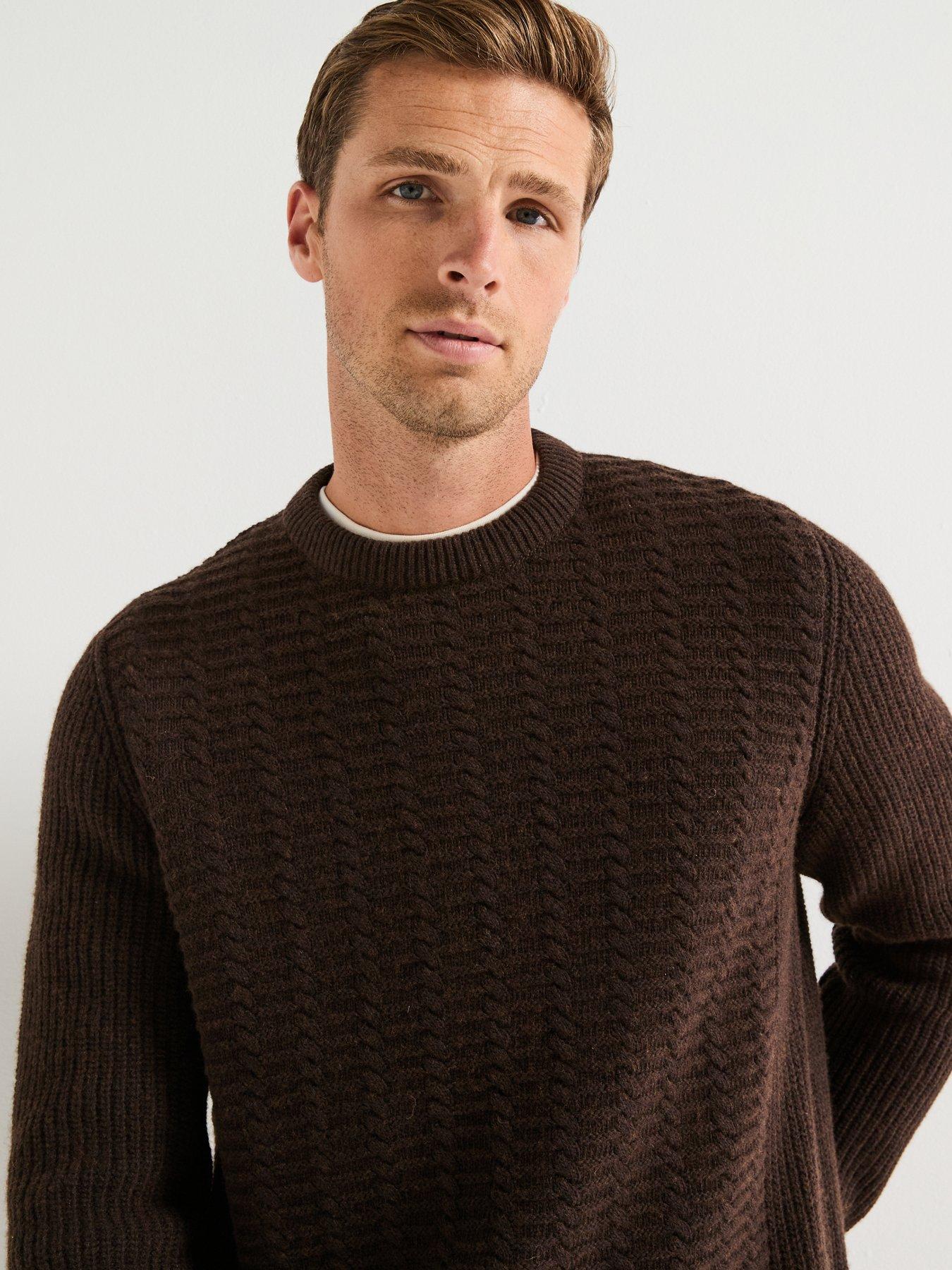  image of barbour-cleveland-textured-crew-knitted-jumper-brown