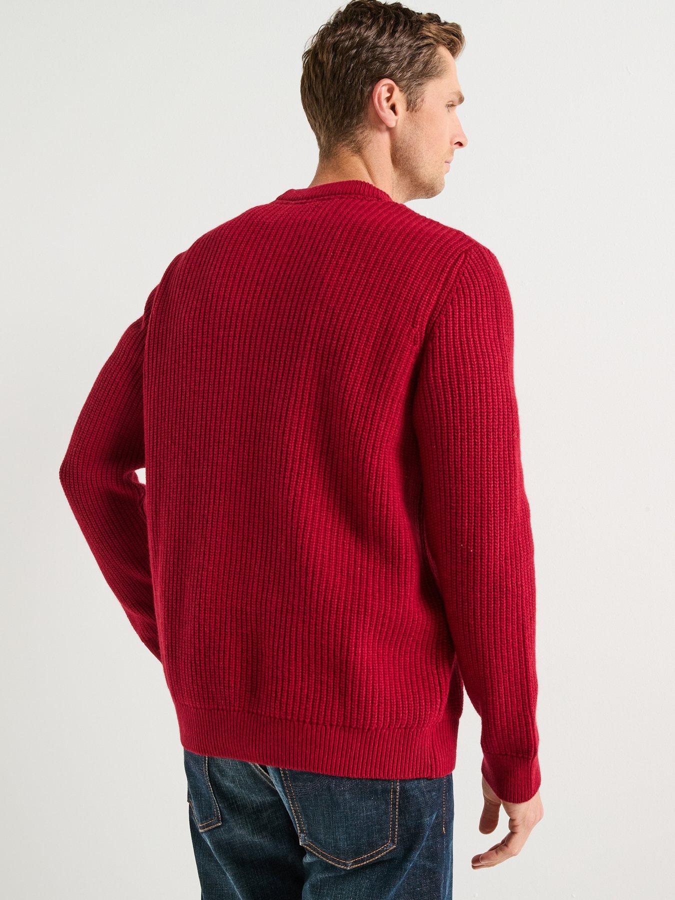 stillFront image of barbour-cleveland-textured-crew-knitted-jumper--dark-red