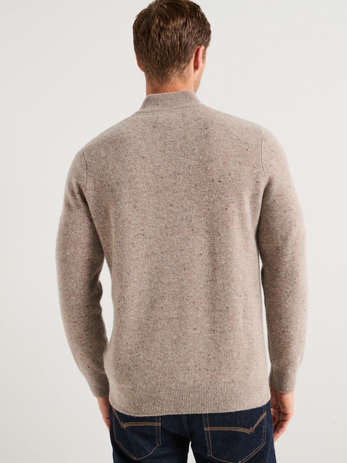  image of barbour-tainsbury-fleck-half-zip-knitted-jumper--stonewash