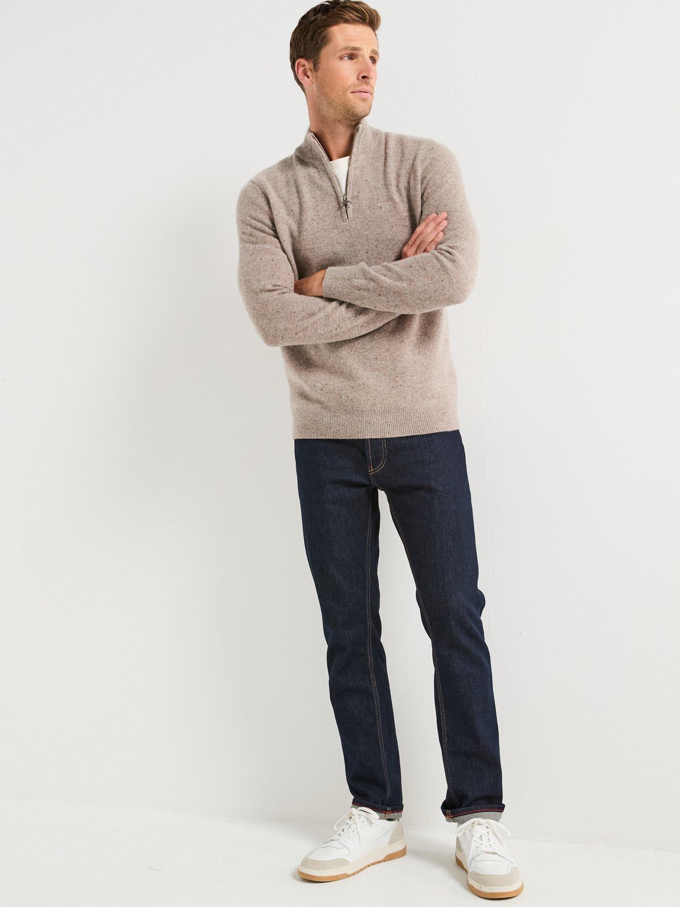  image of barbour-tainsbury-fleck-half-zip-knitted-jumper--stonewash