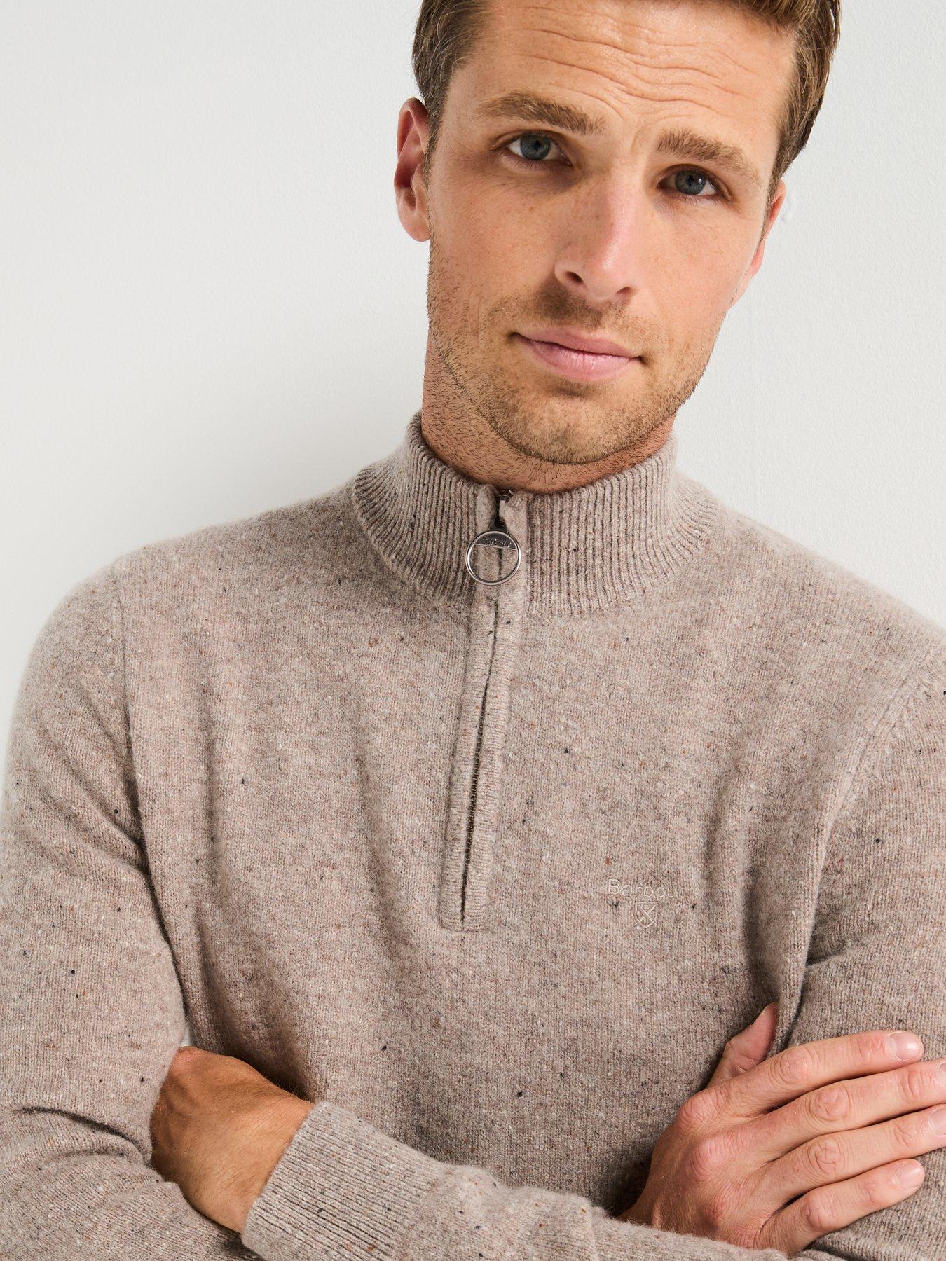  image of barbour-tainsbury-fleck-half-zip-knitted-jumper--stonewash