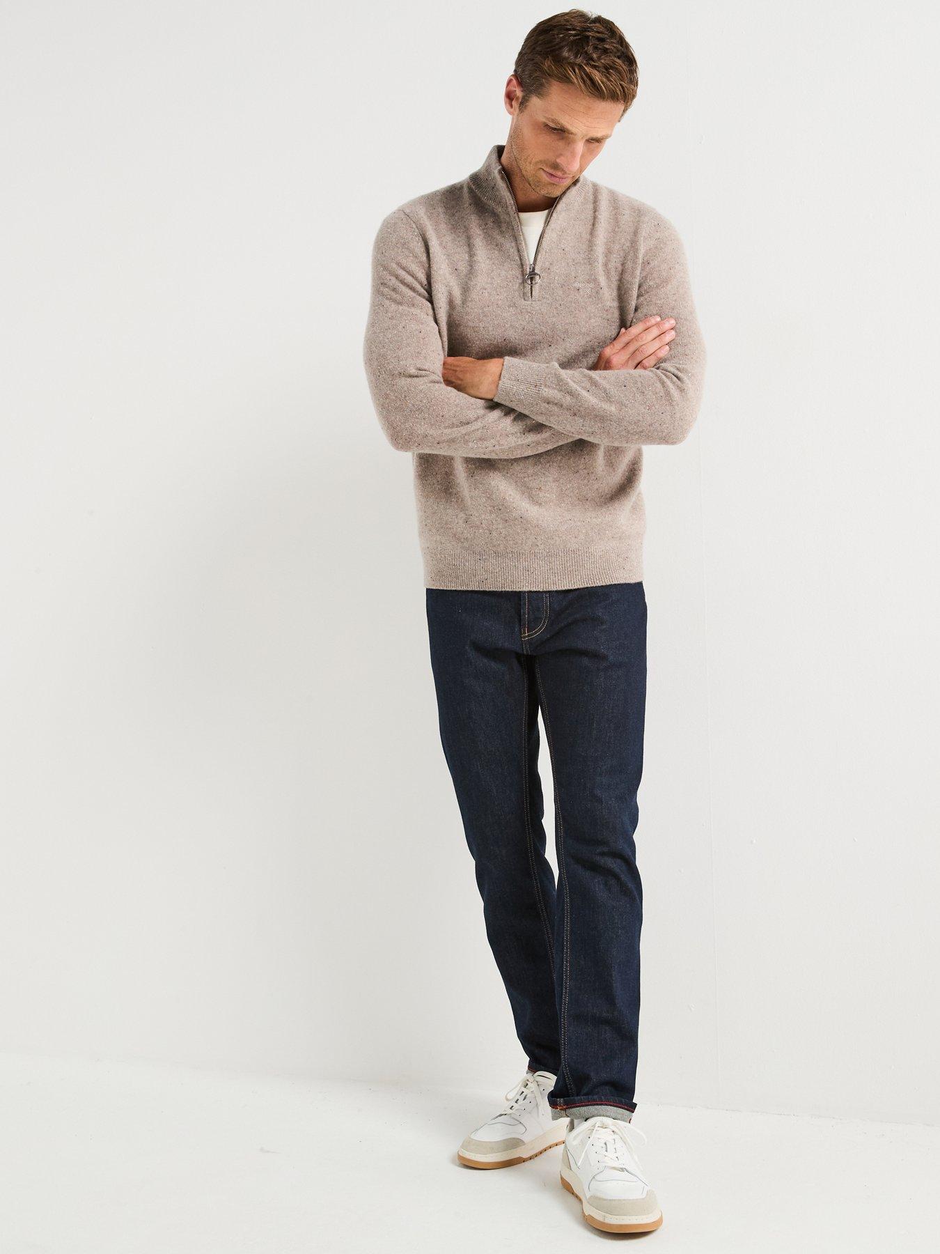  image of barbour-tainsbury-fleck-half-zip-knitted-jumper--stonewash