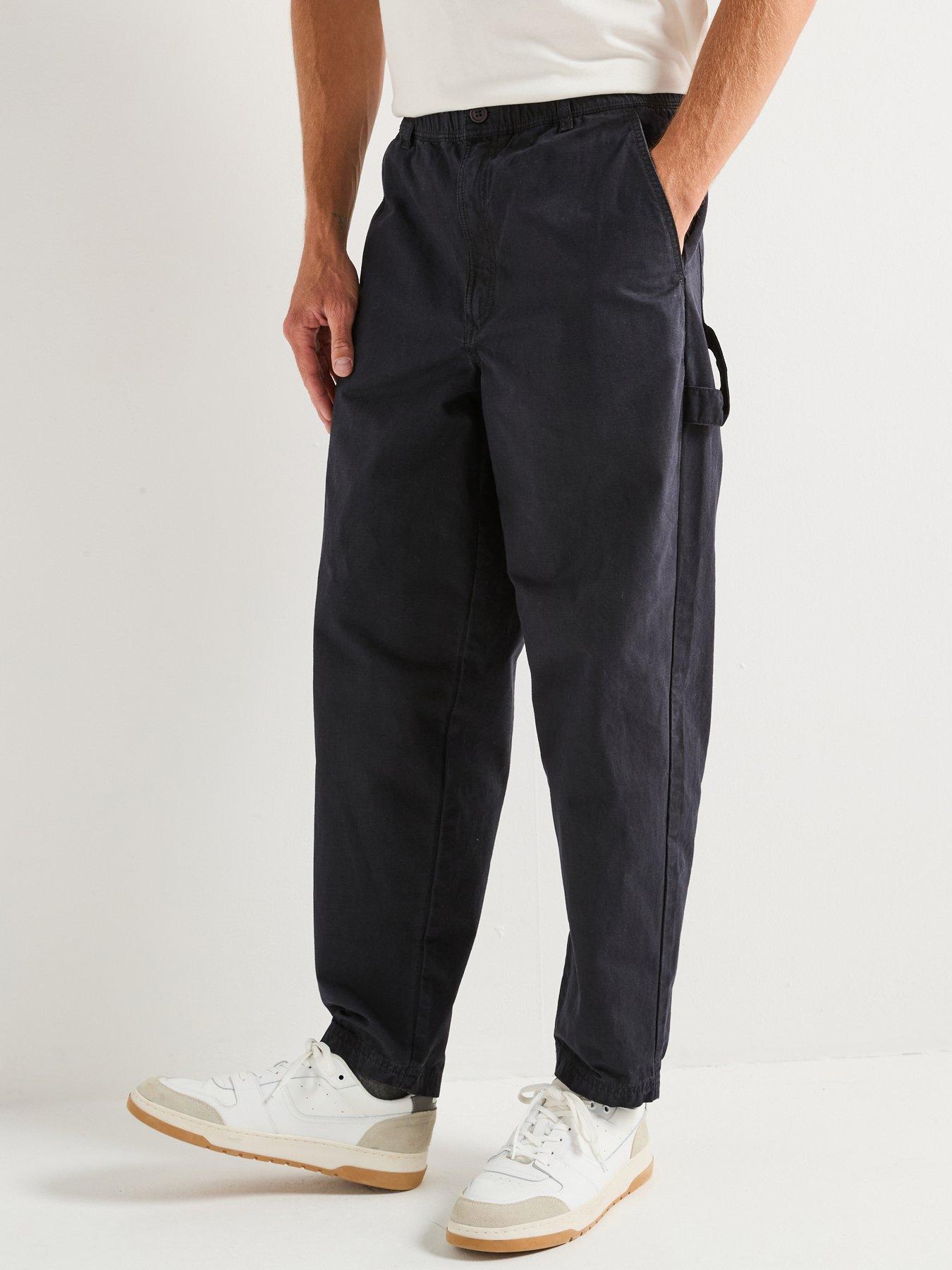 undefined Harton Relaxed Fit Slub Trousers - Navy