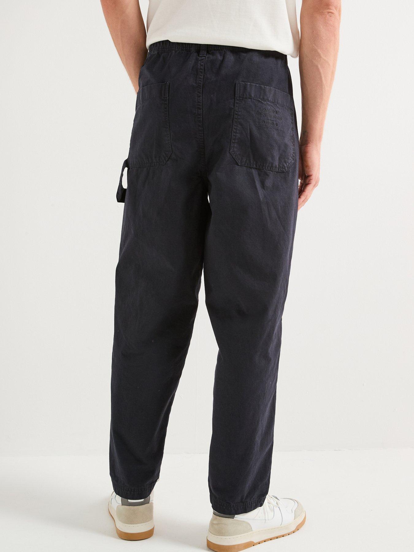 stillFront image of barbour-harton-relaxed-fit-slub-trousers--navy