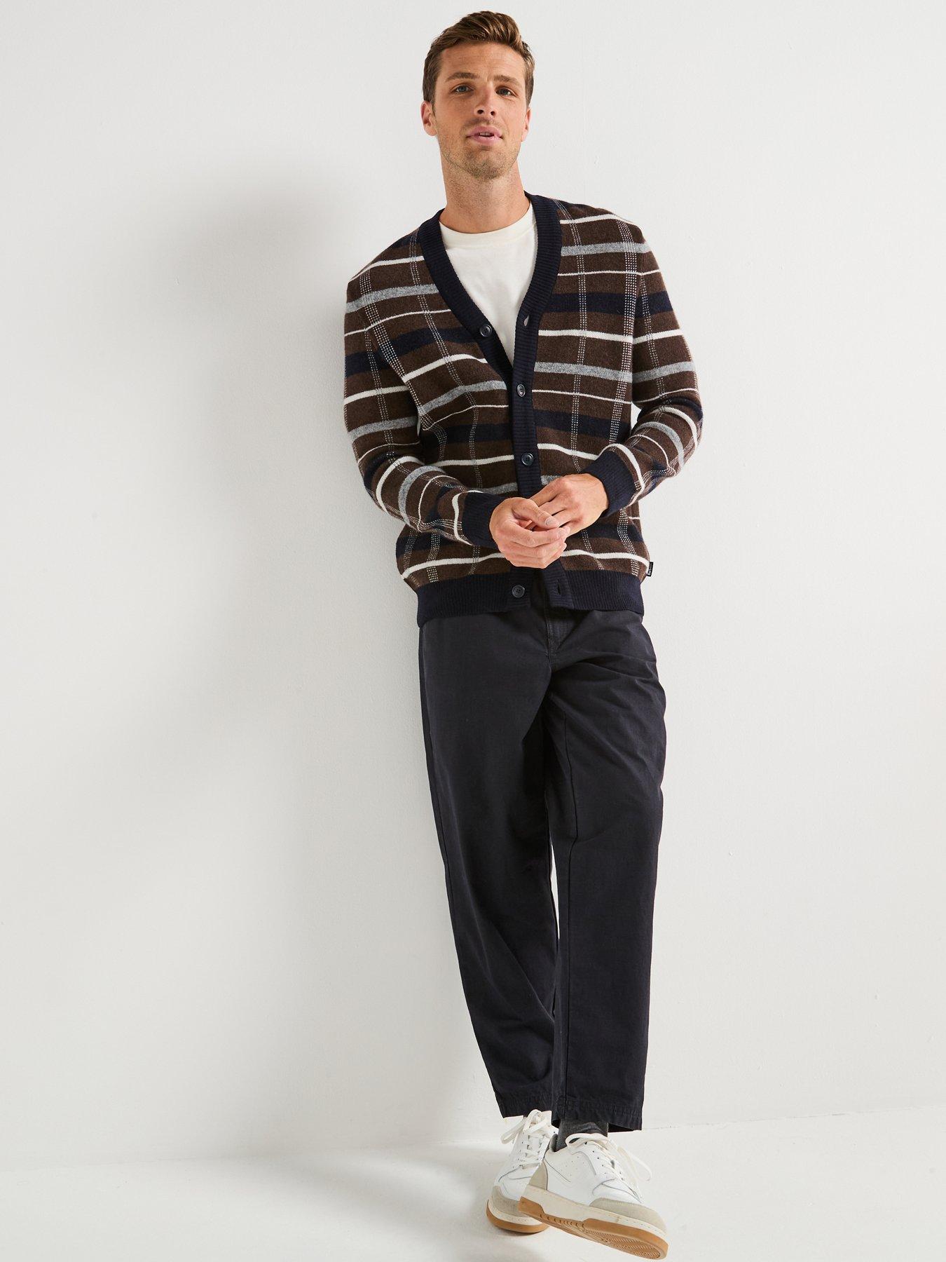  image of barbour-harton-relaxed-fit-slub-trousers--navy