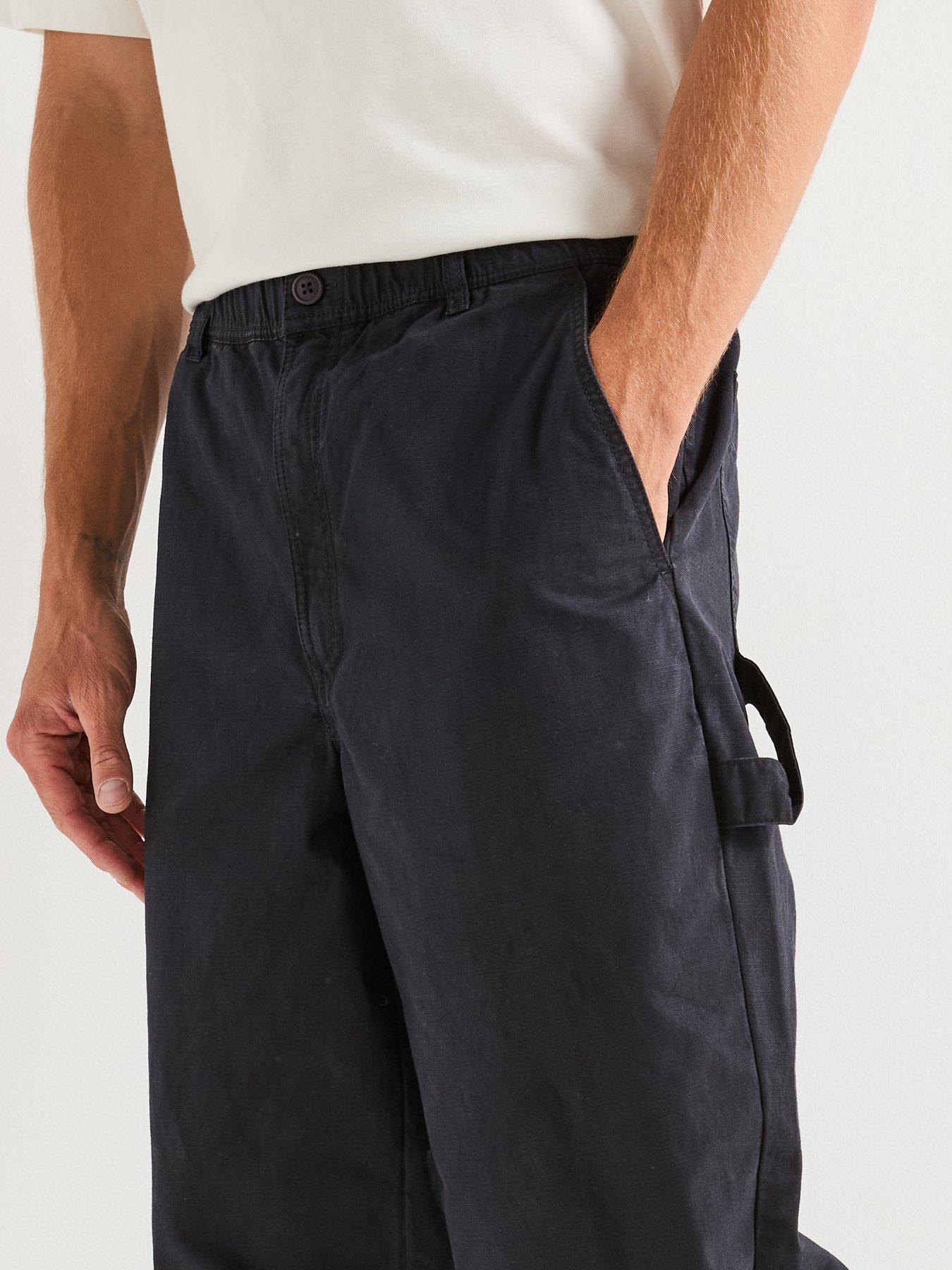  image of barbour-harton-relaxed-fit-slub-trousers--navy