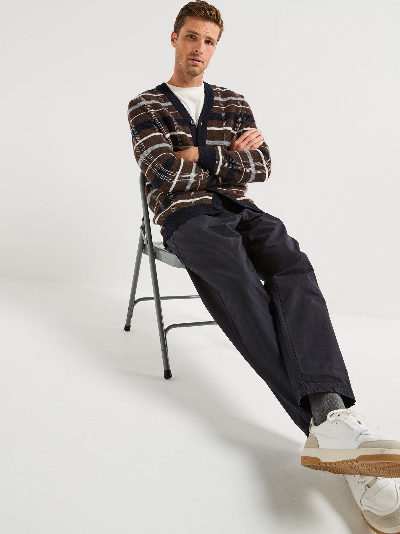  image of barbour-harton-relaxed-fit-slub-trousers--navy