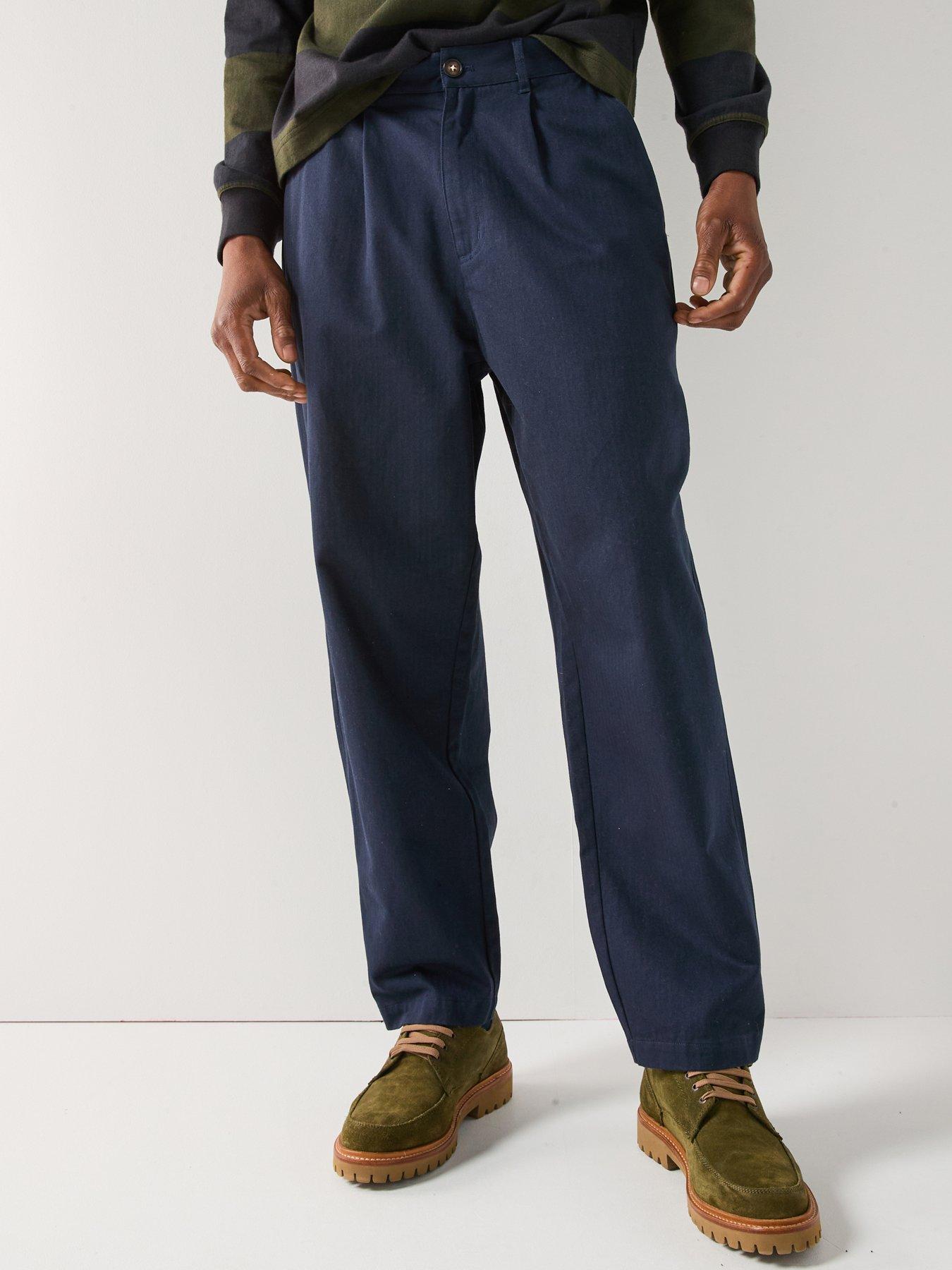 Image 1 of 6 of Barbour Bayview Relaxed Fit Herringbone Trousers-navy