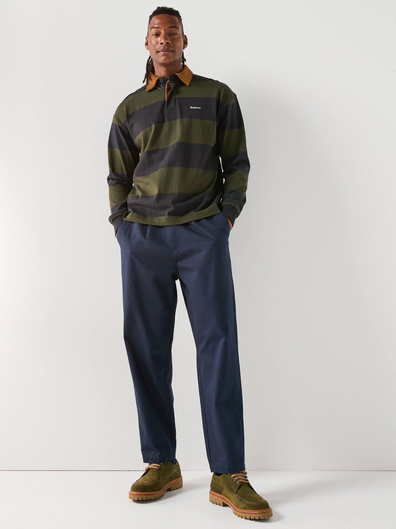 Image 3 of 6 of Barbour Bayview Relaxed Fit Herringbone Trousers-navy