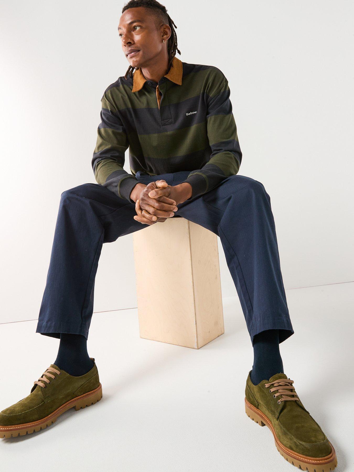 Image 4 of 6 of Barbour Bayview Relaxed Fit Herringbone Trousers-navy