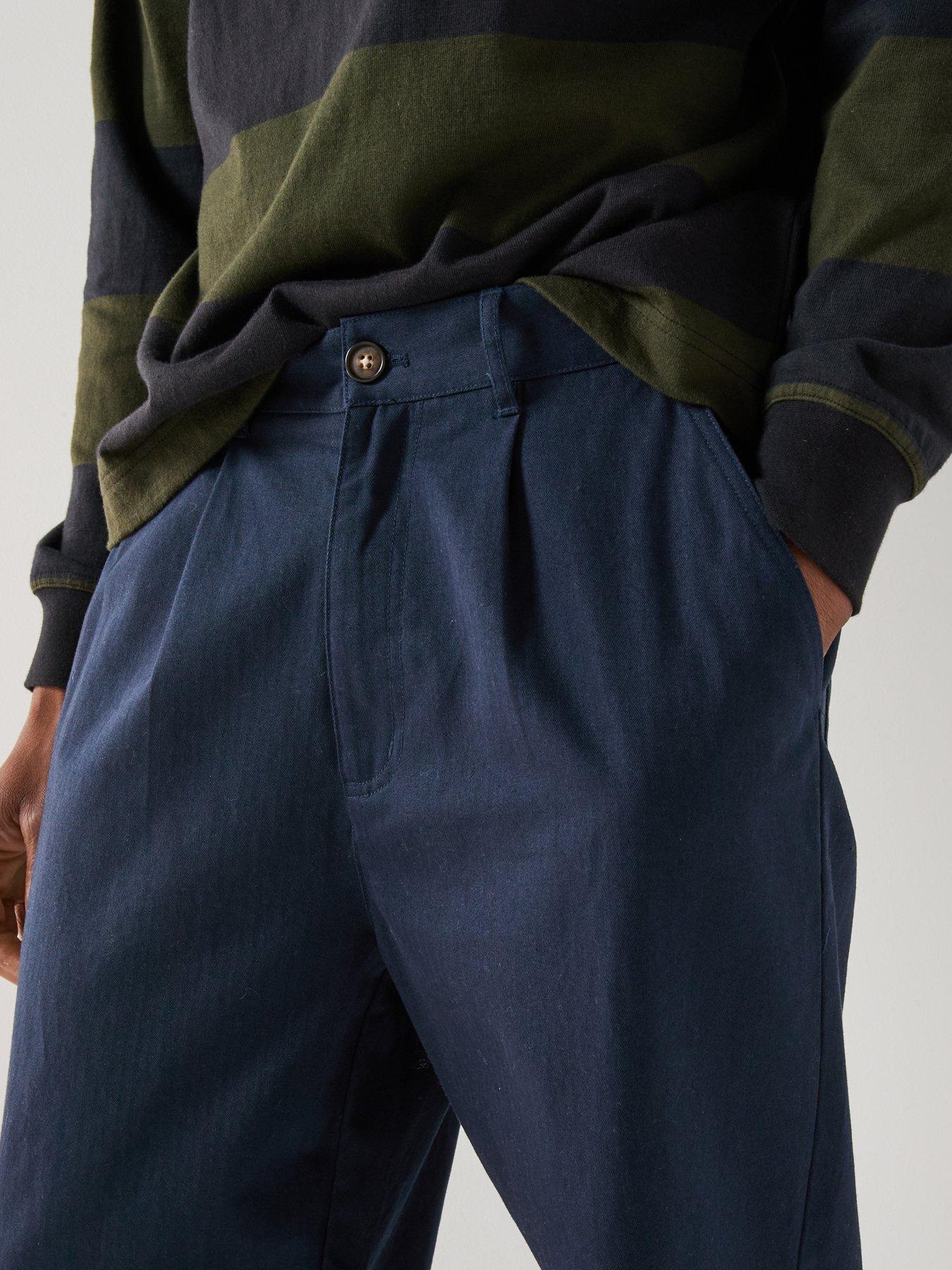 Image 5 of 6 of Barbour Bayview Relaxed Fit Herringbone Trousers-navy