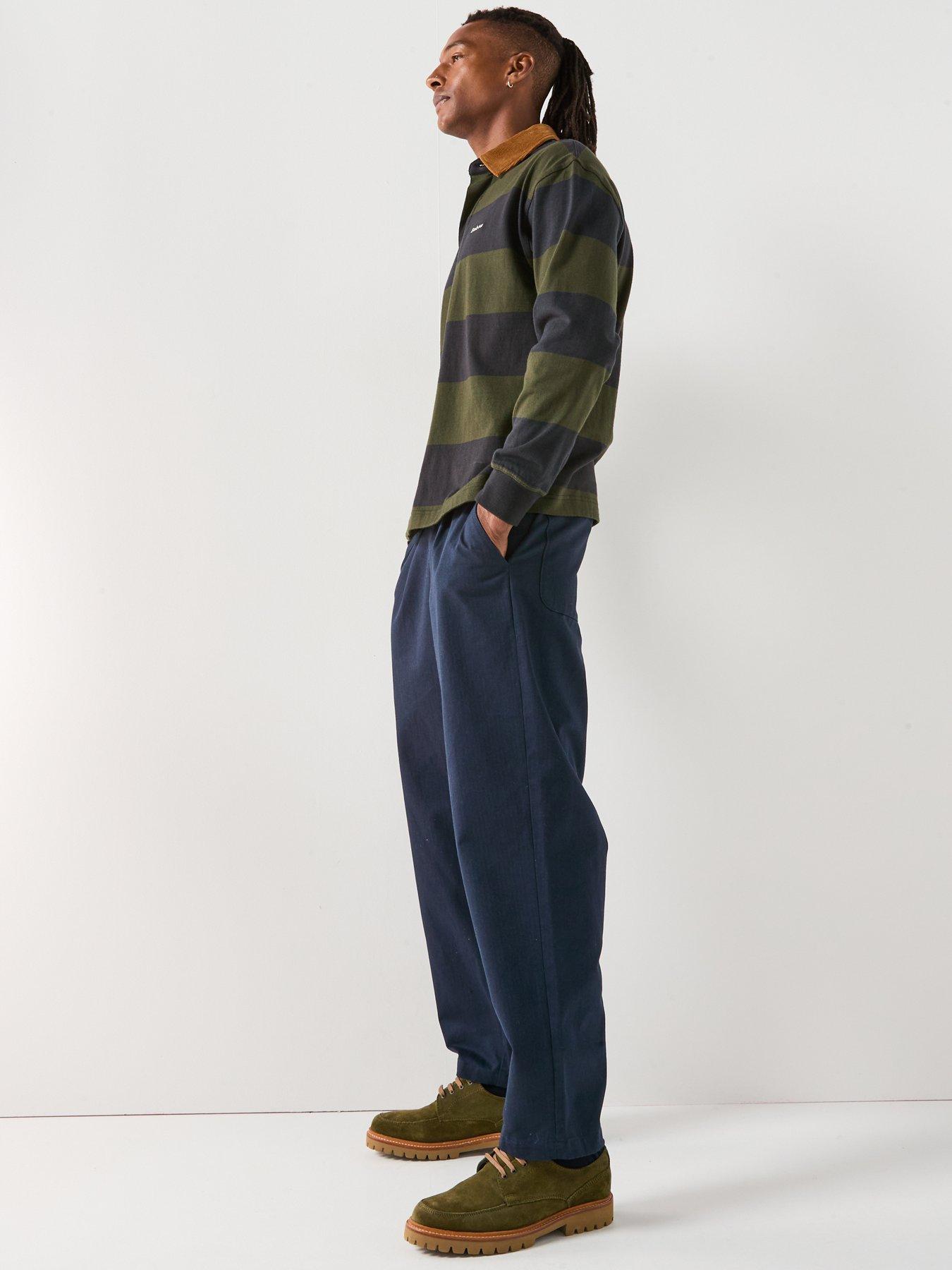 Image 6 of 6 of Barbour Bayview Relaxed Fit Herringbone Trousers-navy