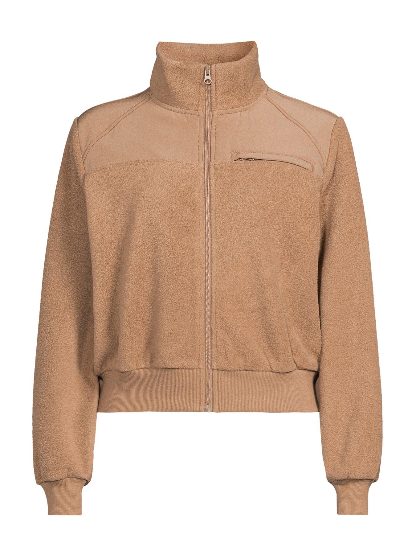 Image 7 of 7 of The Very Collection Fleece Zip Through Jacket - Taupe