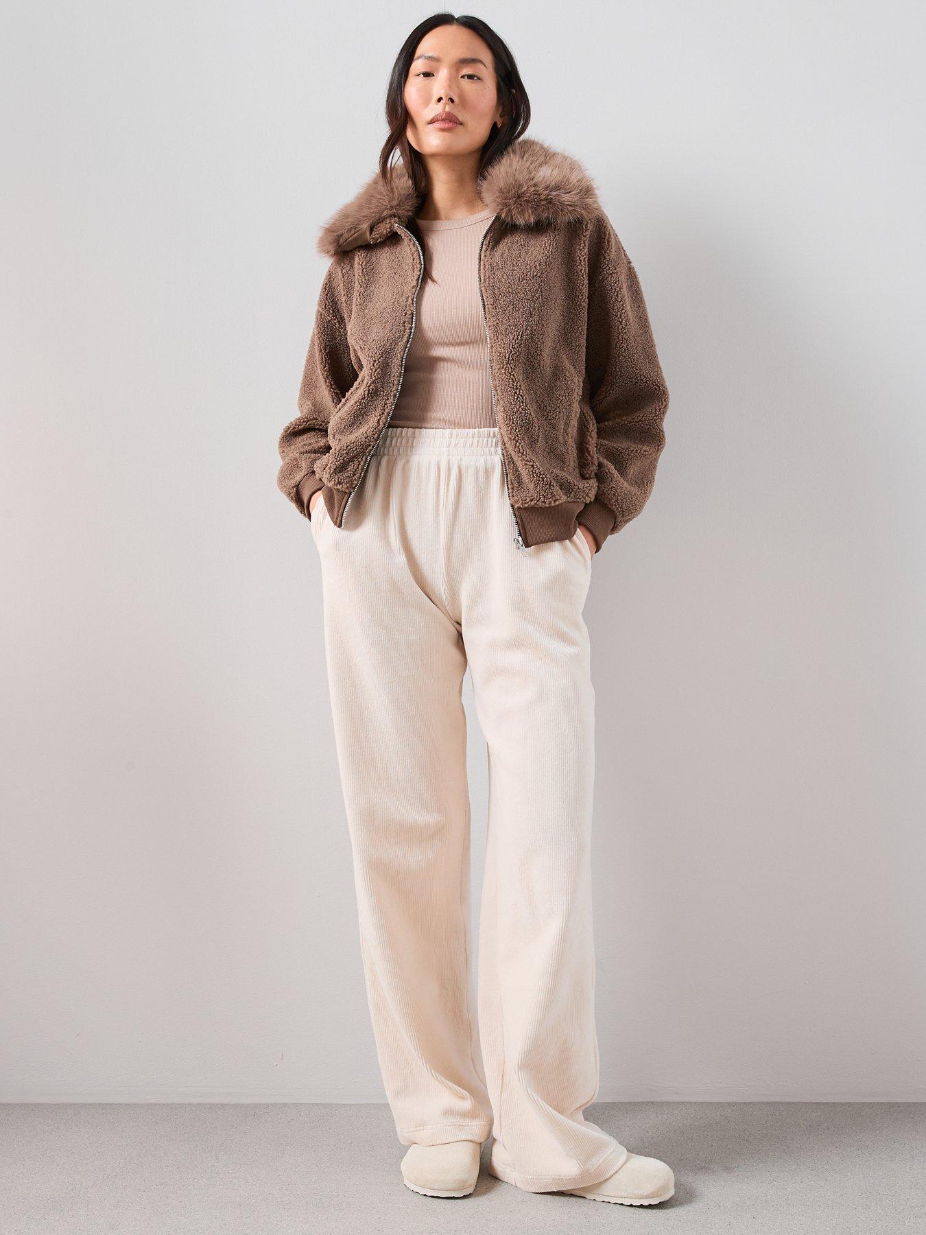 Image 3 of 6 of The Very Collection Borg With Faux Fur Collar - Brown