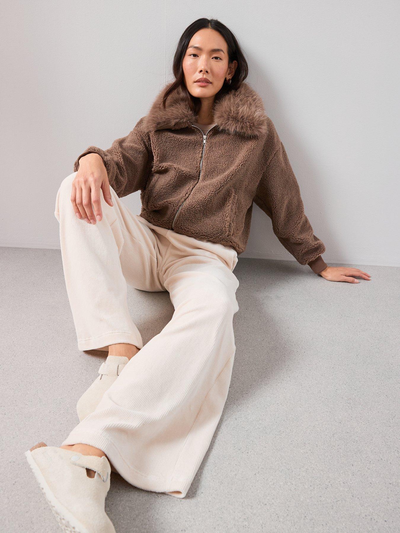 Image 5 of 6 of The Very Collection Borg With Faux Fur Collar - Brown