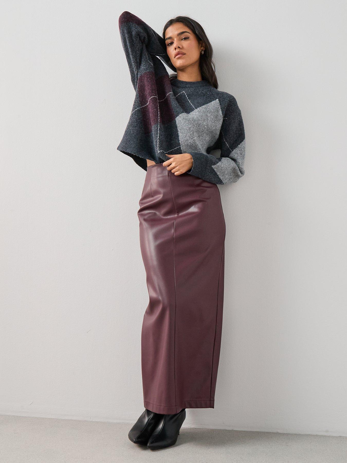 Image 4 of 7 of The Very Collection Maxi Skirt - Maroon