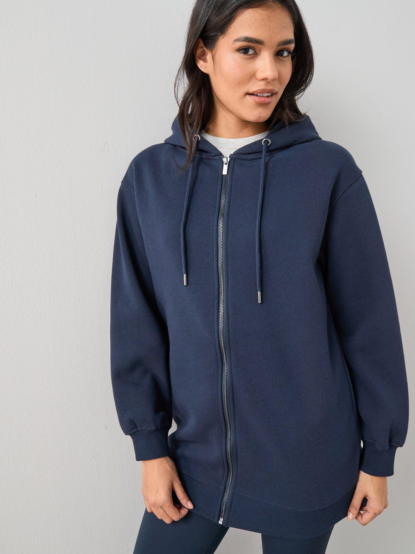 The Very Collection Longline Zip Through Hoodie - Navy | Littlewoods