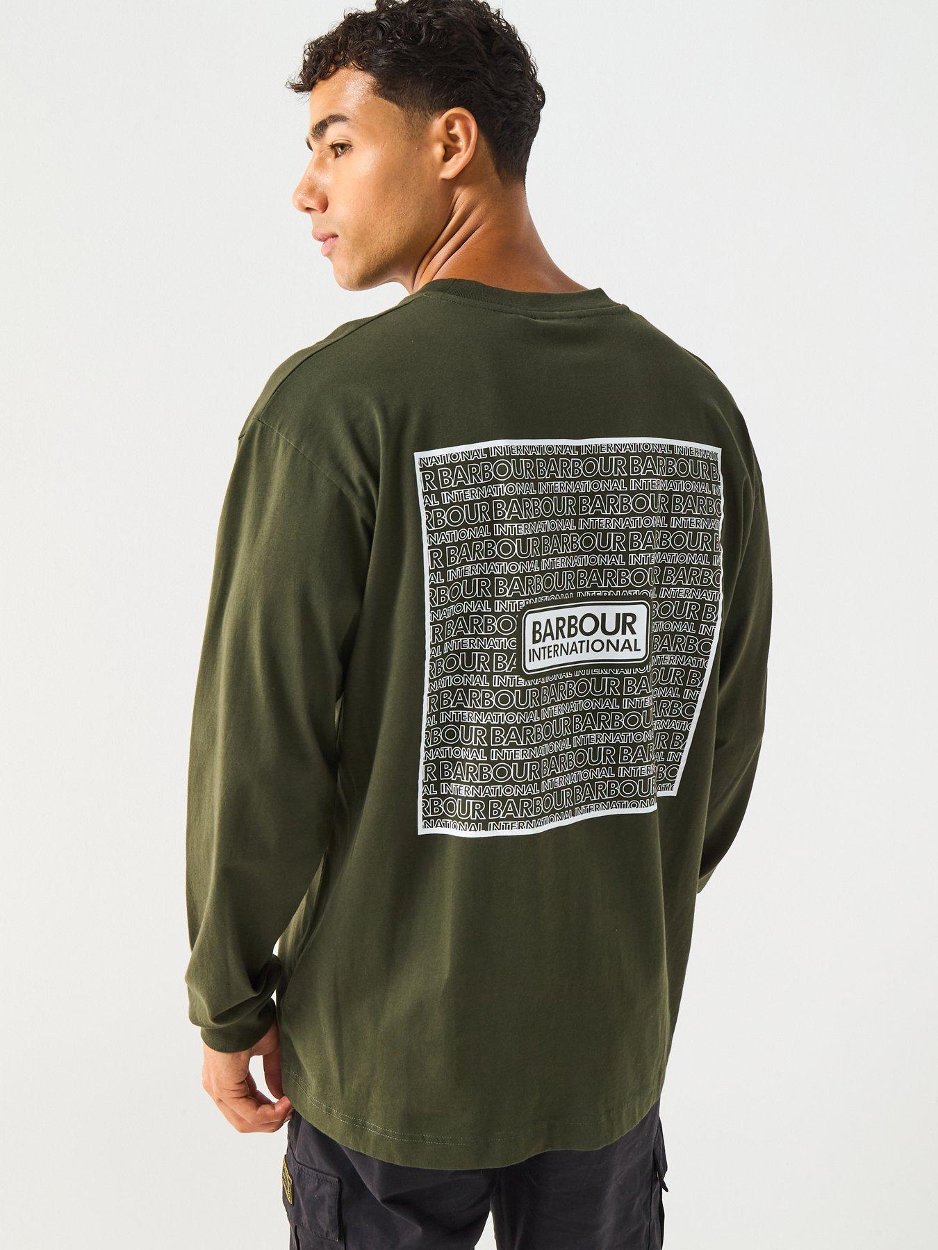  image of barbour-international-lever-long-sleeve-oversized-fit-t-shirt--dark-green