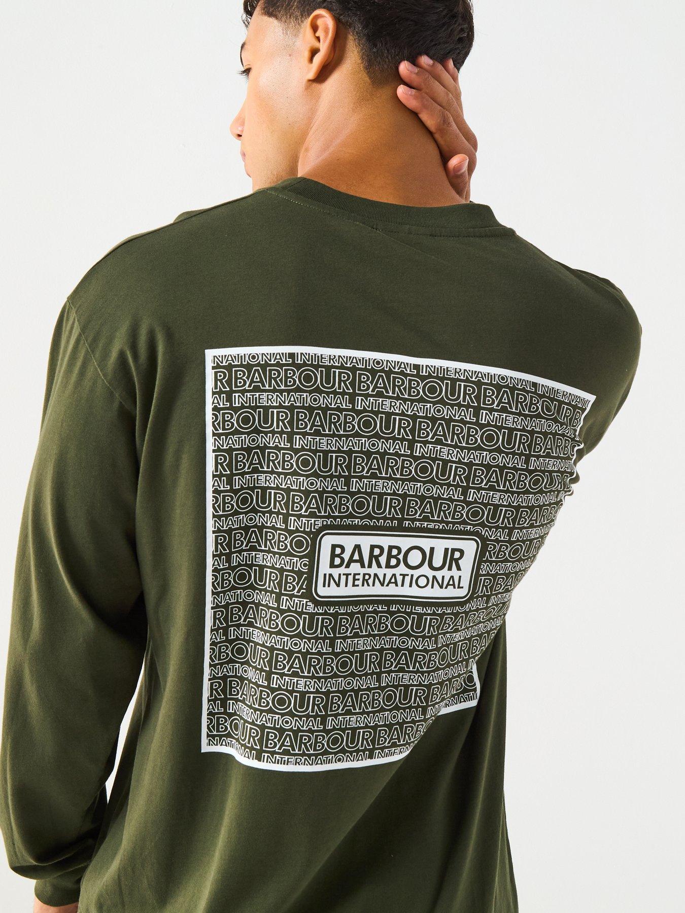  image of barbour-international-lever-long-sleeve-oversized-fit-t-shirt--dark-green