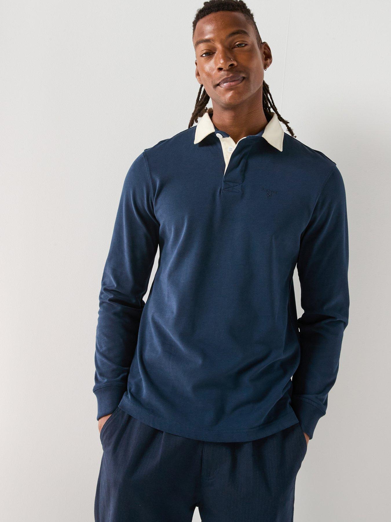 undefined Howtown Contrast Collar Rugby Polo Shirt - Navy