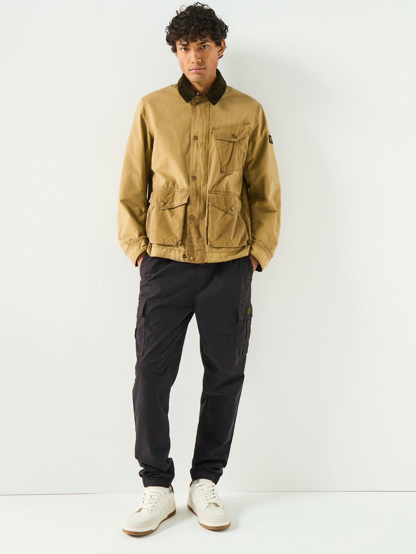 Image 3 of 6 of Barbour International Authentics Drifter Slim Fit Wax Jacket - Beige