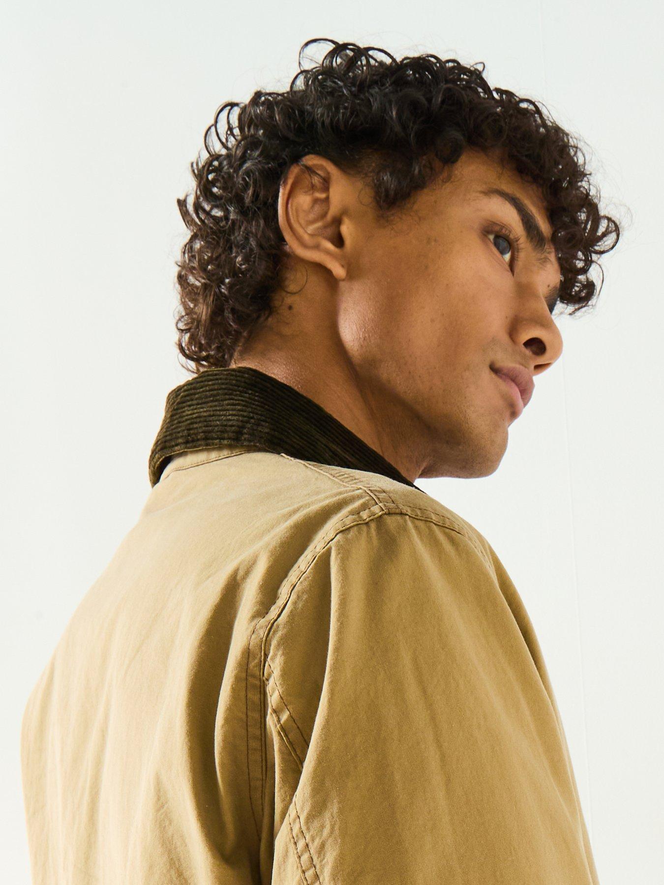 Image 6 of 6 of Barbour International Authentics Drifter Slim Fit Wax Jacket - Beige