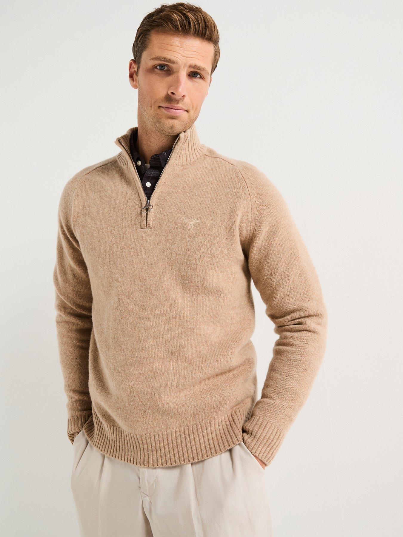 undefined Grangetown Half Zip Knitted Jumper - Beige