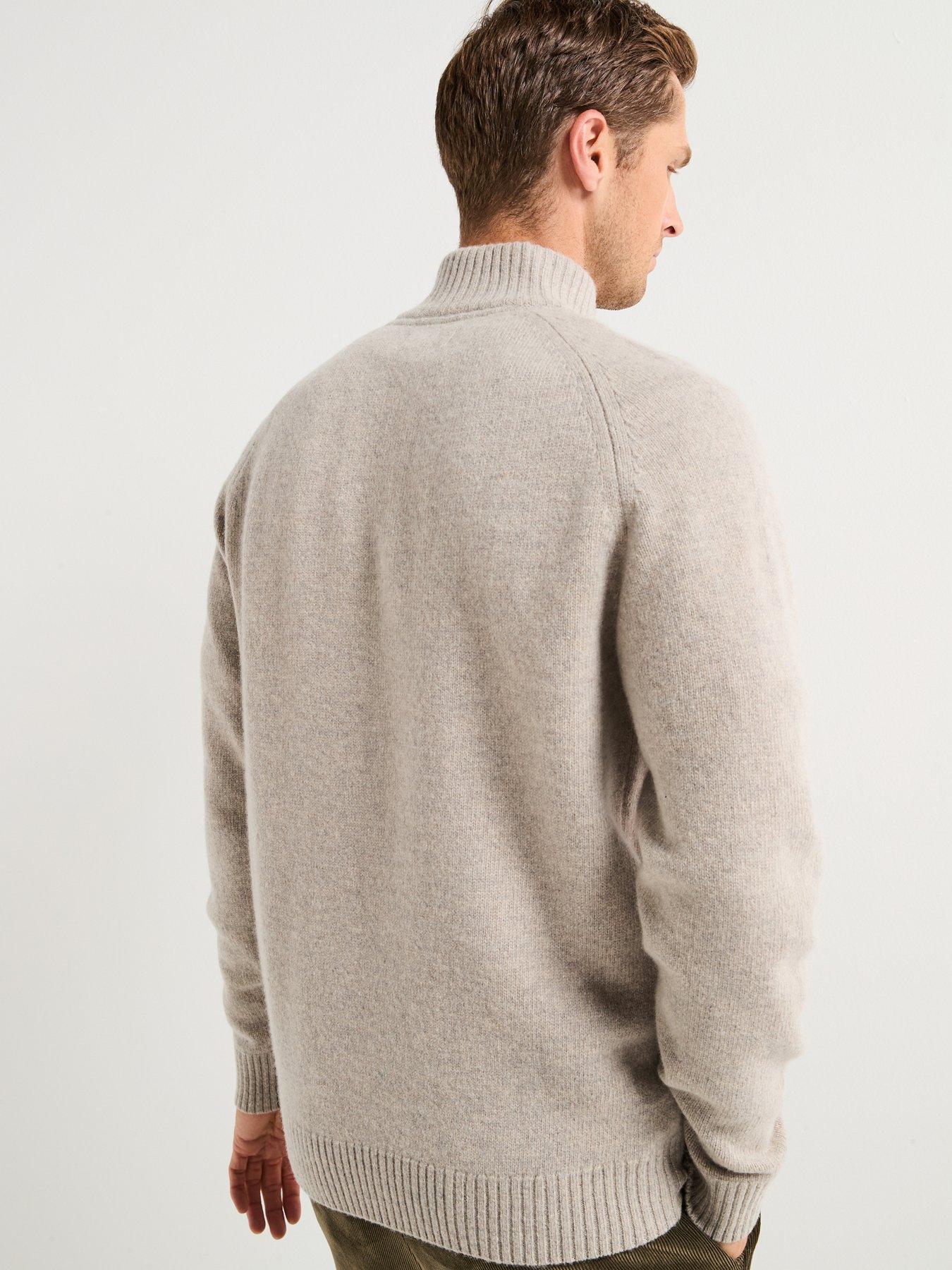  image of barbour-grangetown-half-zip-knitted-jumper--light-grey